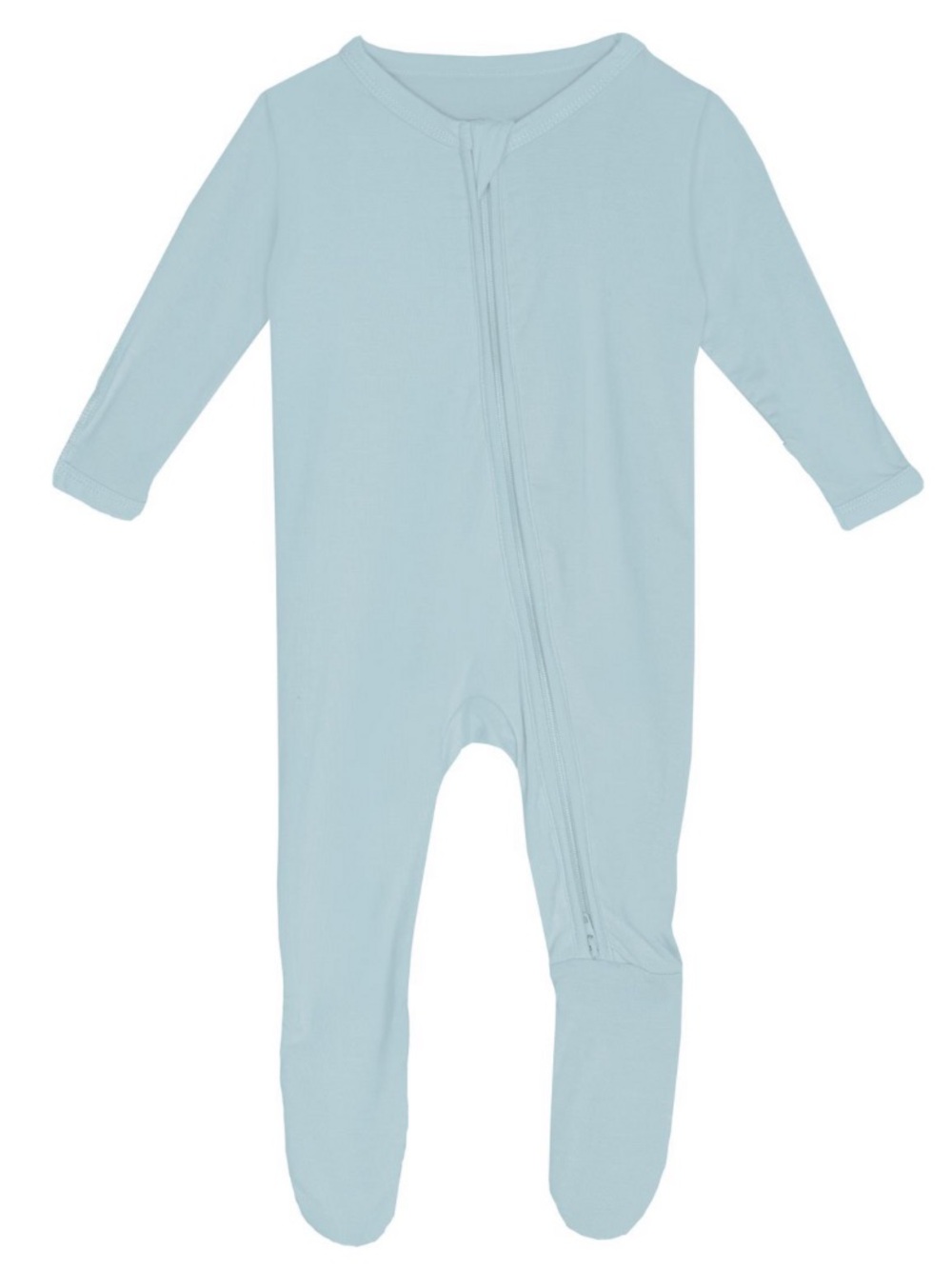 Kickee Pants Solid Baby Blue 2 Way Zip Bamboo Sleeper 3-6 Months Footed Romper